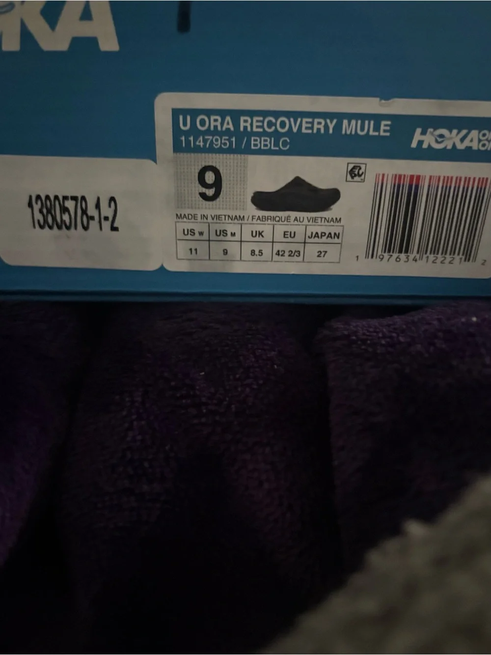 Hoka Black Recovery Mule Clog